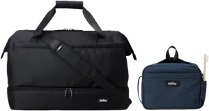 Halfday Double Decker Weekender Bag 40L Carry-On Duffel, Jet and Sidecar Toiletry Kit, Marine