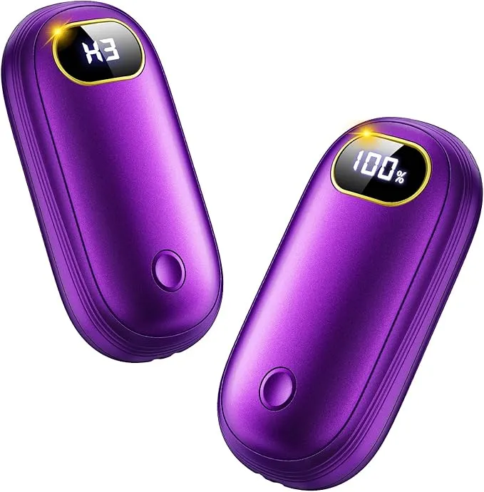 Hand Warmers Rechargeable, 14000mAh Electric Hand Warmer 2 Pack Dual-Sided Heating 17Hrs Warmth Max 131℉ USB-C Portable Pocket Heater for Raynauds, Hunting, Golf, Camping