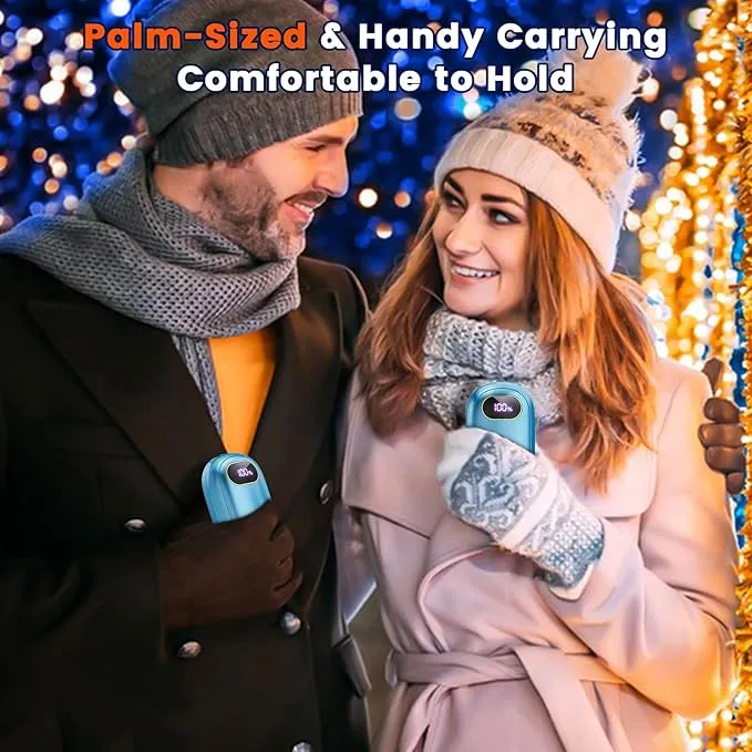 Hand Warmers Rechargeable, 14000mAh Electric Hand Warmer 2 Pack Dual-Sided Heating 17Hrs Warmth Max 131℉ USB-C Portable Pocket Heater for Raynauds, Hunting, Golf, Camping