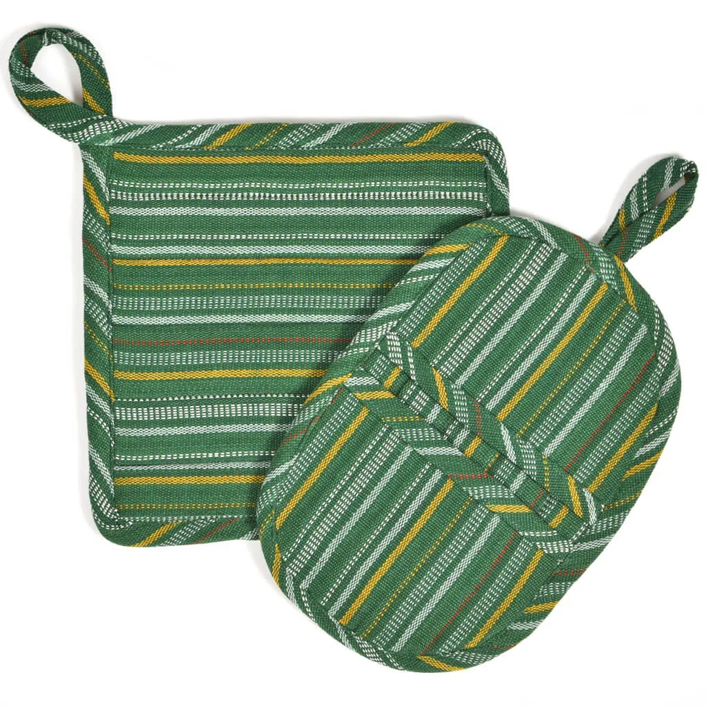 Hand Woven Potholder Gift Set | Poblano Stripe