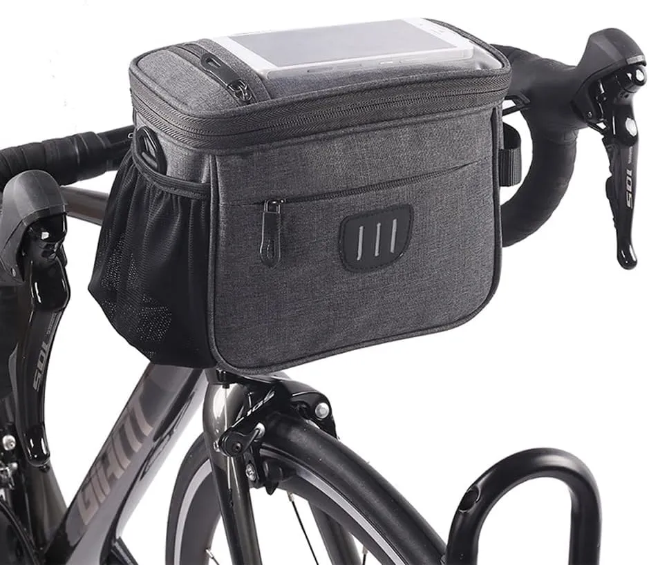 Handlebar Bag With 6.5" Phone Holder - Bicycle Front Shoulder Bag, Bike Basket Storage With Detachable Strap for MTB Road Bike