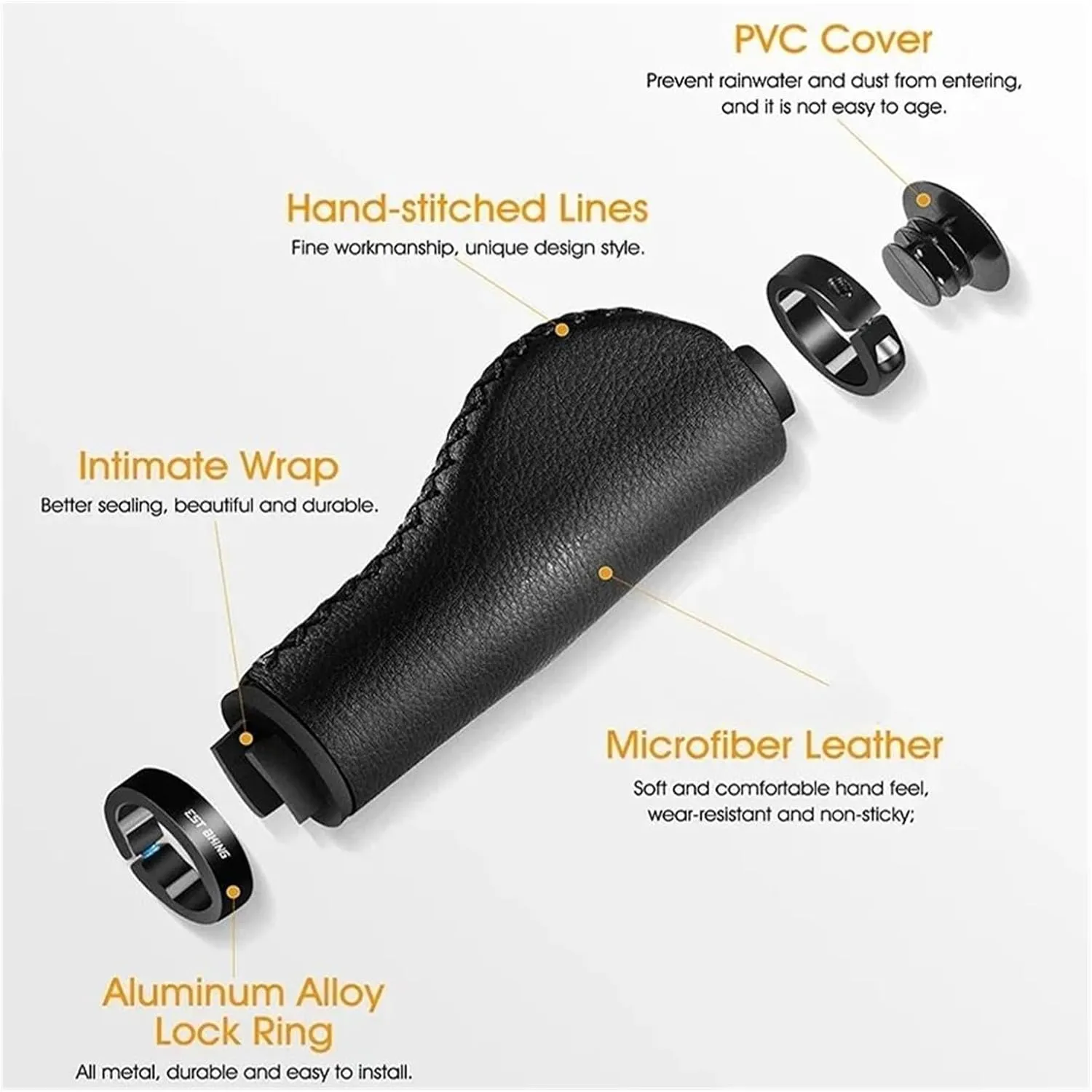 Handles Grips Handlebar Grips Cozy Soft Leather Bicycle Alloy Bilateral Lock Handle Anti-Skid BMX Bike Accessories