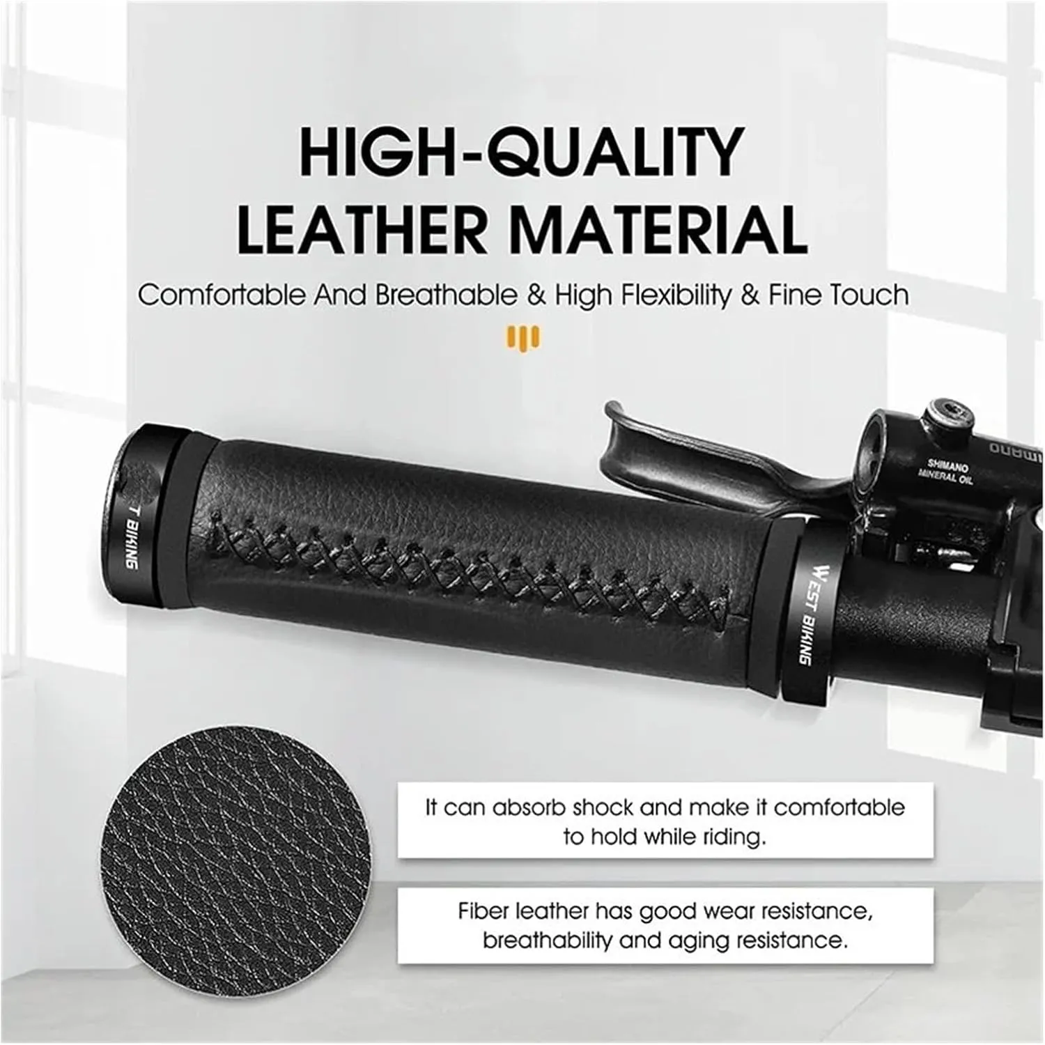 Handles Grips Handlebar Grips Cozy Soft Leather Bicycle Alloy Bilateral Lock Handle Anti-Skid BMX Bike Accessories