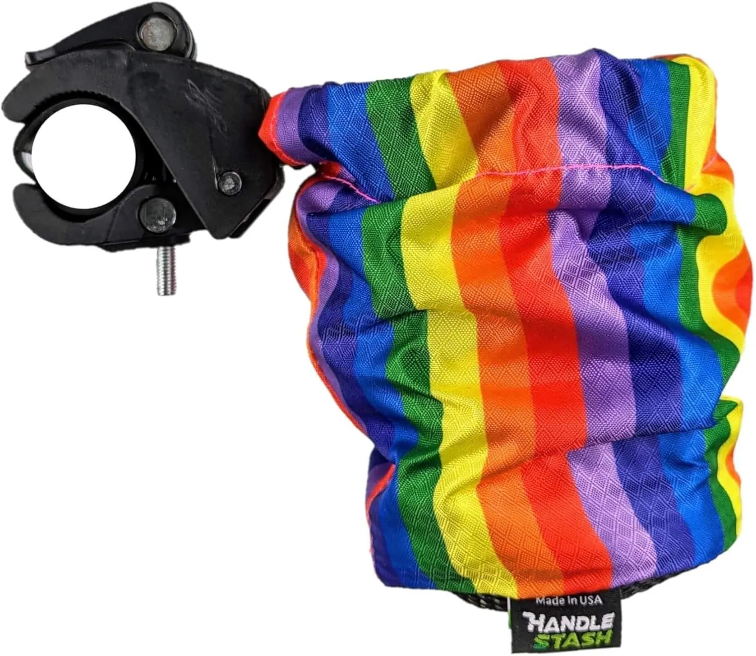 HandleStash Shock-Absorbing Bike Cup Holder (Double Rainbow) | Fits All Handlebars | Adjustable to Any Size Drink | Made for Bicycles, Boats, Wheelchairs | Xmas Stocking Stuffer | Made in USA