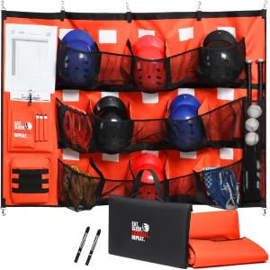 Hanging Baseball Helmets Bag Softball Team Dugout Organizer Baseball Coches Equipment Bag for 15 Player Helmets, Gloves, Balls, Bat