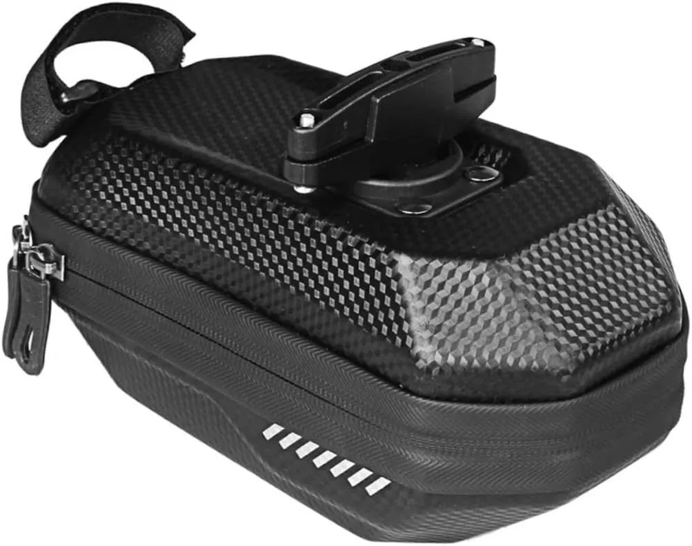 Hard Shell Carbon Pattern Bike Saddle Bag Waterproof Back Seat Storage Pouch for Mountain Biking Large Capacity Tail Bag for Easy Access and Organization