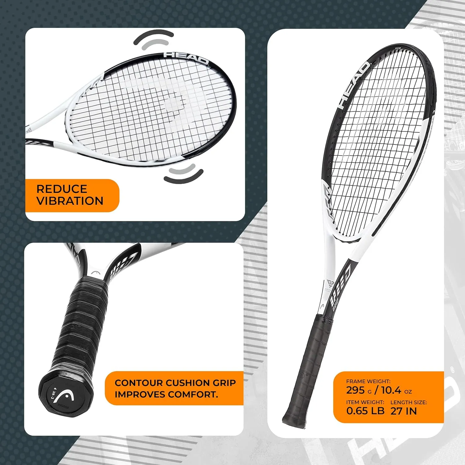 HEAD Geo Speed Adult Tennis Racket - Pre-Strung Light Balance 27.5 Inch Racquet