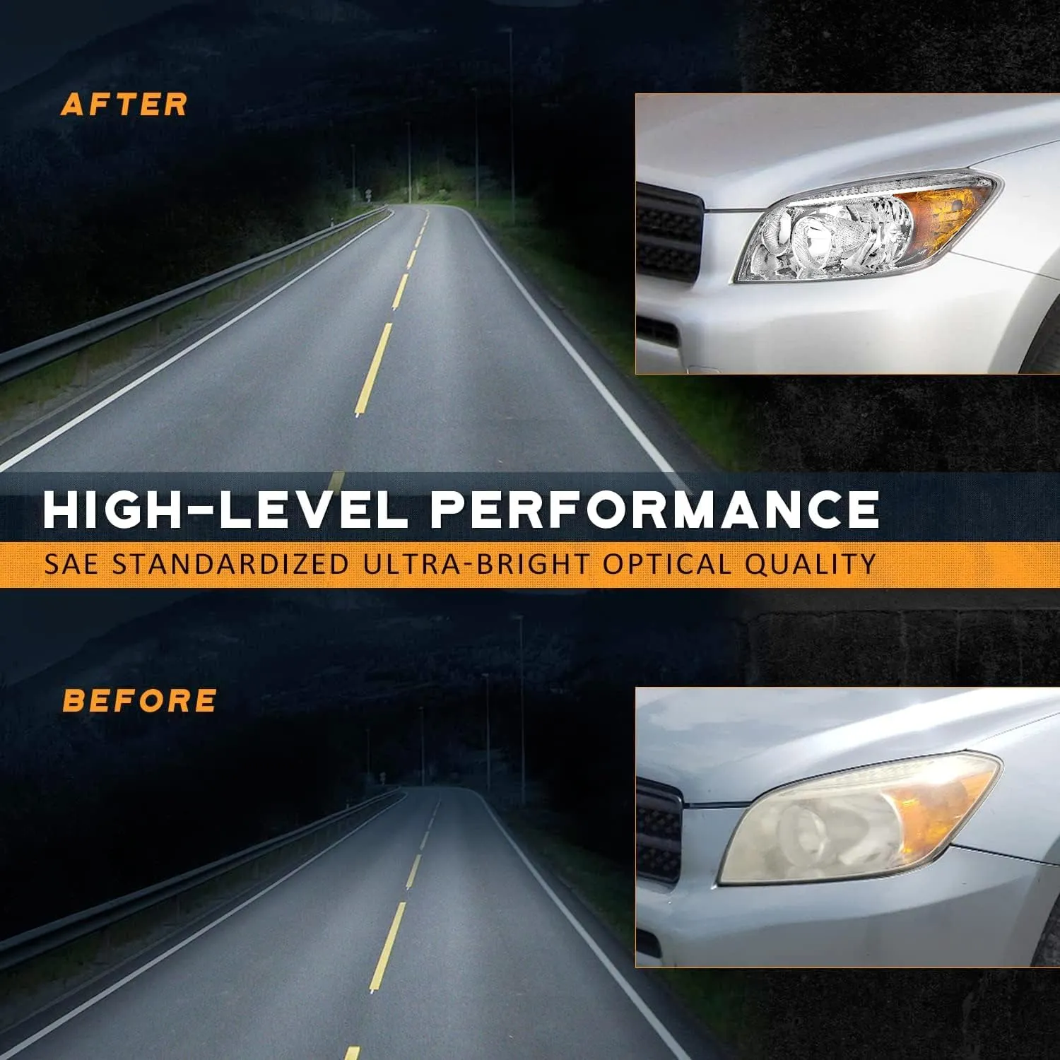 Headlights Compatible with 2006-2008 Toyota RAV4 Headlight Assembly Replacement for 2006 2007 2008 RAV4 Headlamp Pair Set Chrome Housing