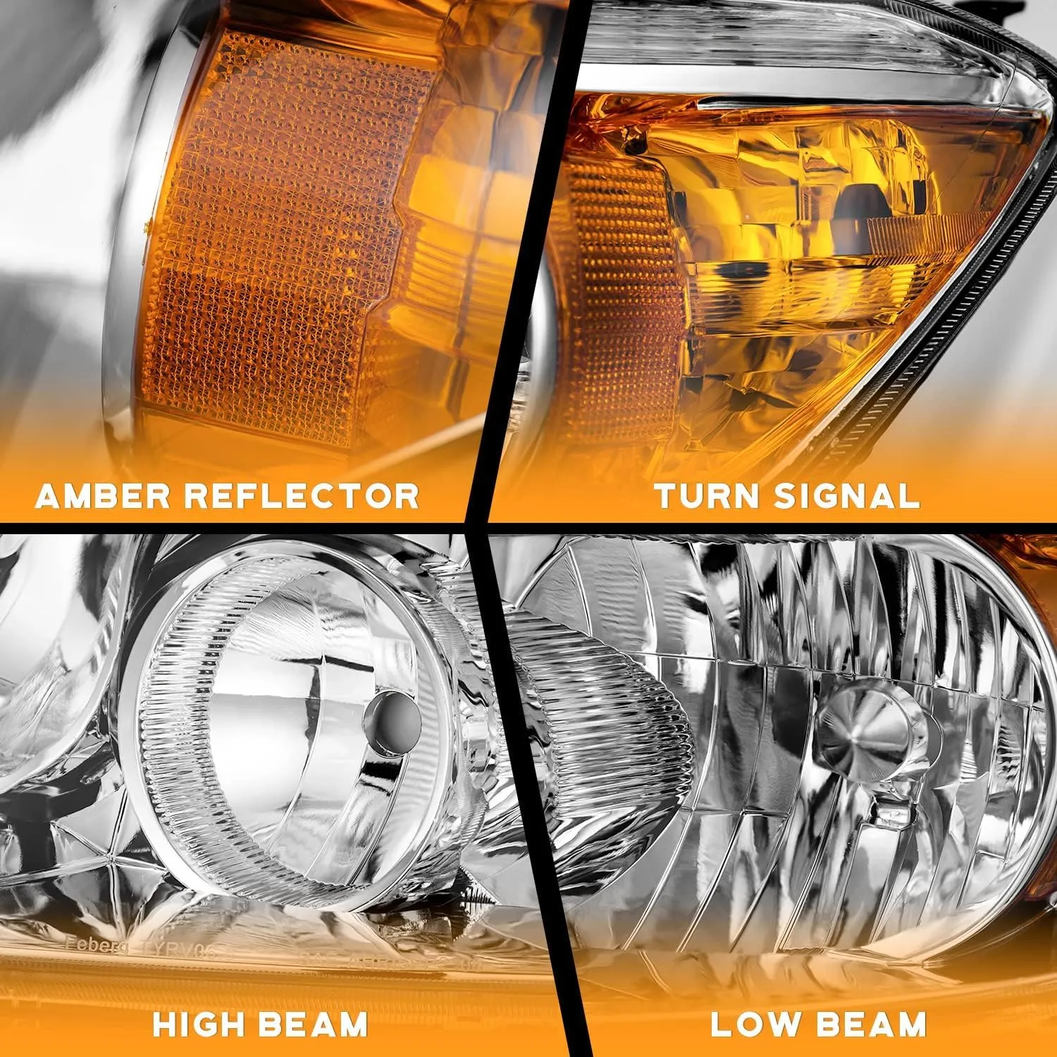 Headlights Compatible with 2006-2008 Toyota RAV4 Headlight Assembly Replacement for 2006 2007 2008 RAV4 Headlamp Pair Set Chrome Housing