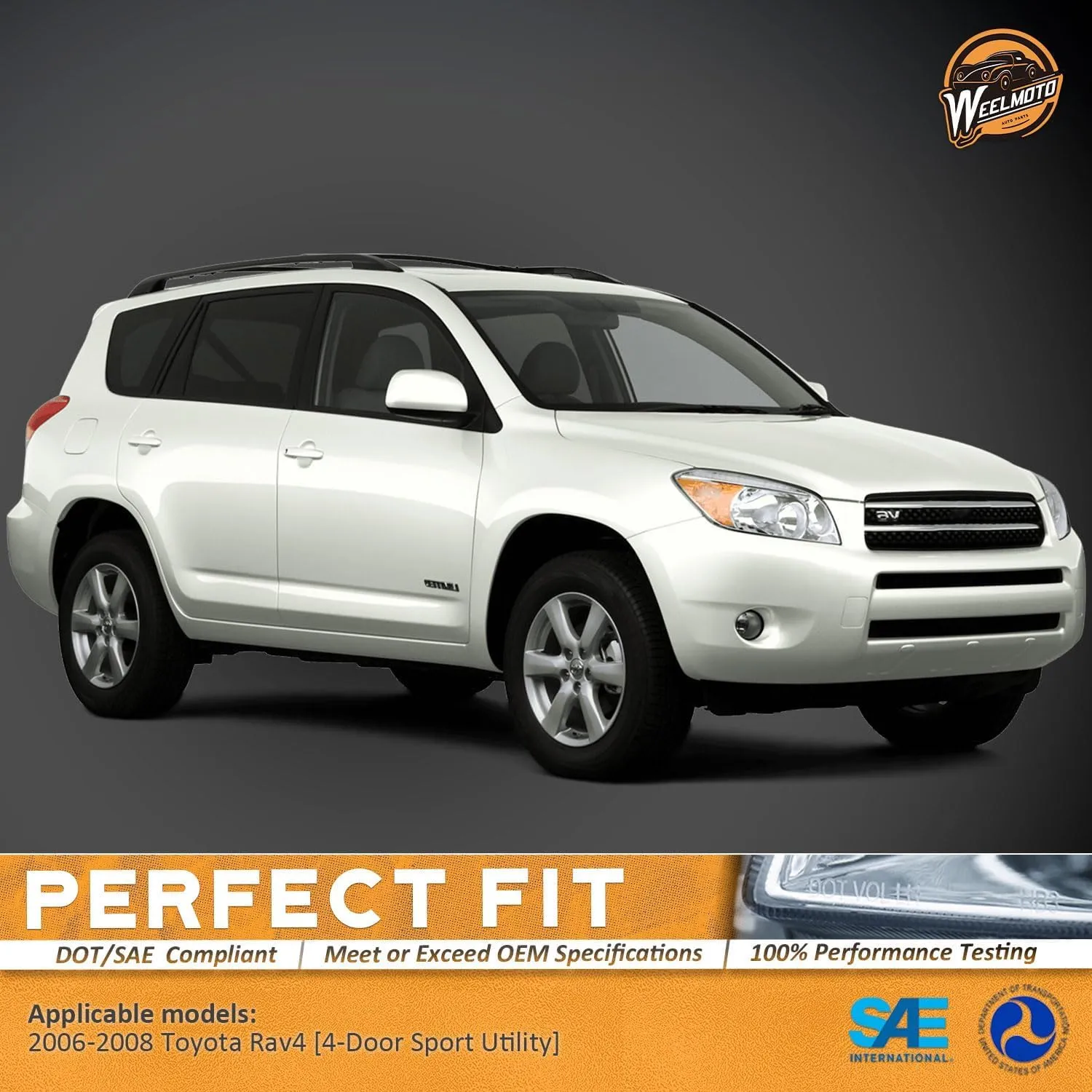 Headlights Compatible with 2006-2008 Toyota RAV4 Headlight Assembly Replacement for 2006 2007 2008 RAV4 Headlamp Pair Set Chrome Housing