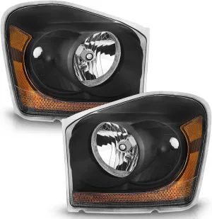 Headlights for 2004-2005 Dodge Durango Headlight Assembly Pair Replacement for 04-05 Durango Black Housing