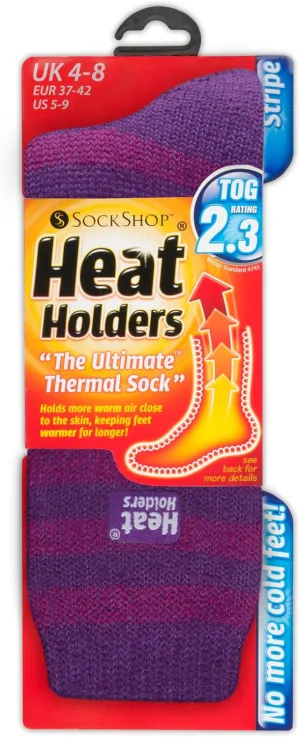 HEAT HOLDERS - Women's STRIPED Ultimate Thermal Socks, One size 5-9 us