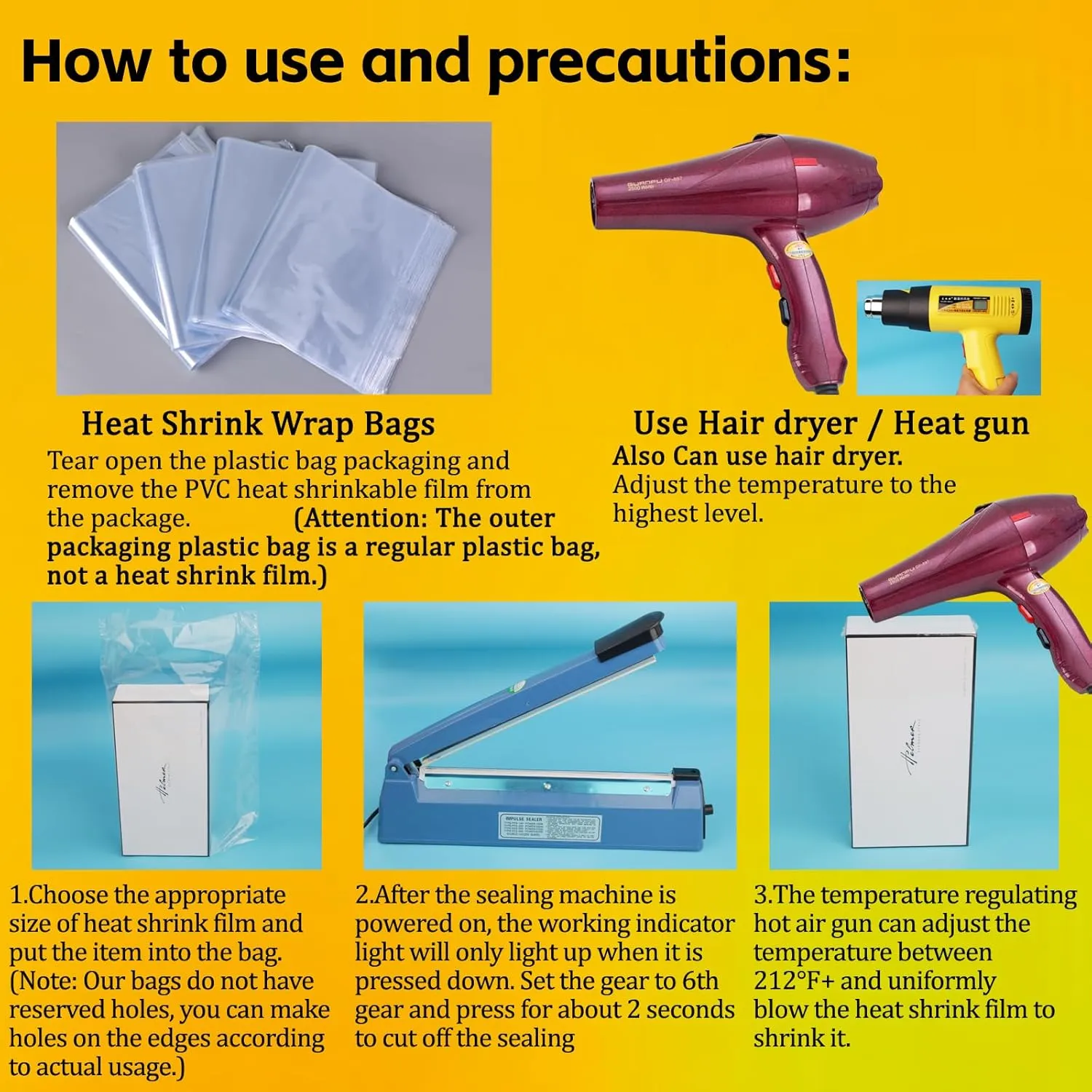 Heat Shrink Wrap Bags 100Pcs 15x22 Inches Professional Grade PVC Heat Shrink Wrap is Used to Store Wrap Embellished, Gift Baskets, Shoes, Jars, Industrial Grade Shrink Wrap Bags Transparent