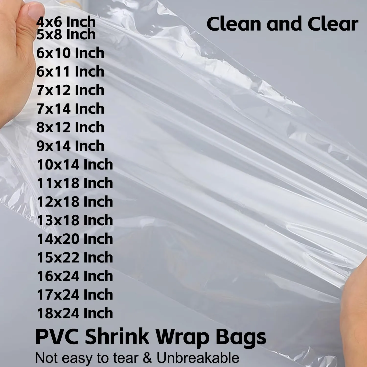 Heat Shrink Wrap Bags 100Pcs 15x22 Inches Professional Grade PVC Heat Shrink Wrap is Used to Store Wrap Embellished, Gift Baskets, Shoes, Jars, Industrial Grade Shrink Wrap Bags Transparent