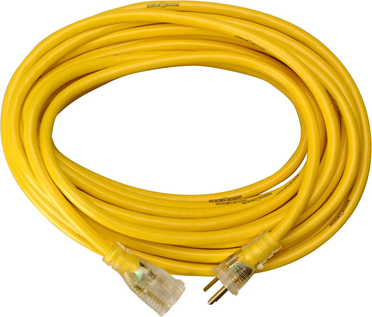 Heavy Duty Extension Cord, 50Ft, 12 Gauge, 3 Conductor, Lighted End, Weather Resistant, SJTW, Yellow, 2884