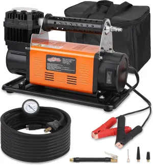 Heavy Duty Portable 12V Air Compressor Kit Inflate 6.35CFM (180L/ Min), Max 150PSI, Off-Road Air Compressor Kit for 4x4 Vehicle RV, Air Pump for ATVS Tire, for Car and SUV Tire, ROAD2SUMMIT