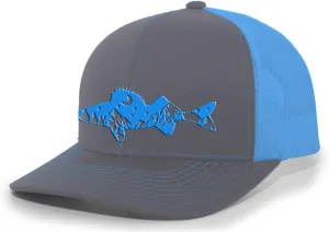 Heritage Pride Freshwater Fish Forest Mountain Scenic Walleye Mens Embroidered Mesh Back Trucker Hat