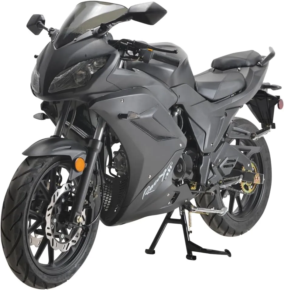 HHH 125cc Motorcycle with Manual Transmission for Adult Youth Bike 125cc Scooter with led Lights and 17 inches Wheels (Black Color)