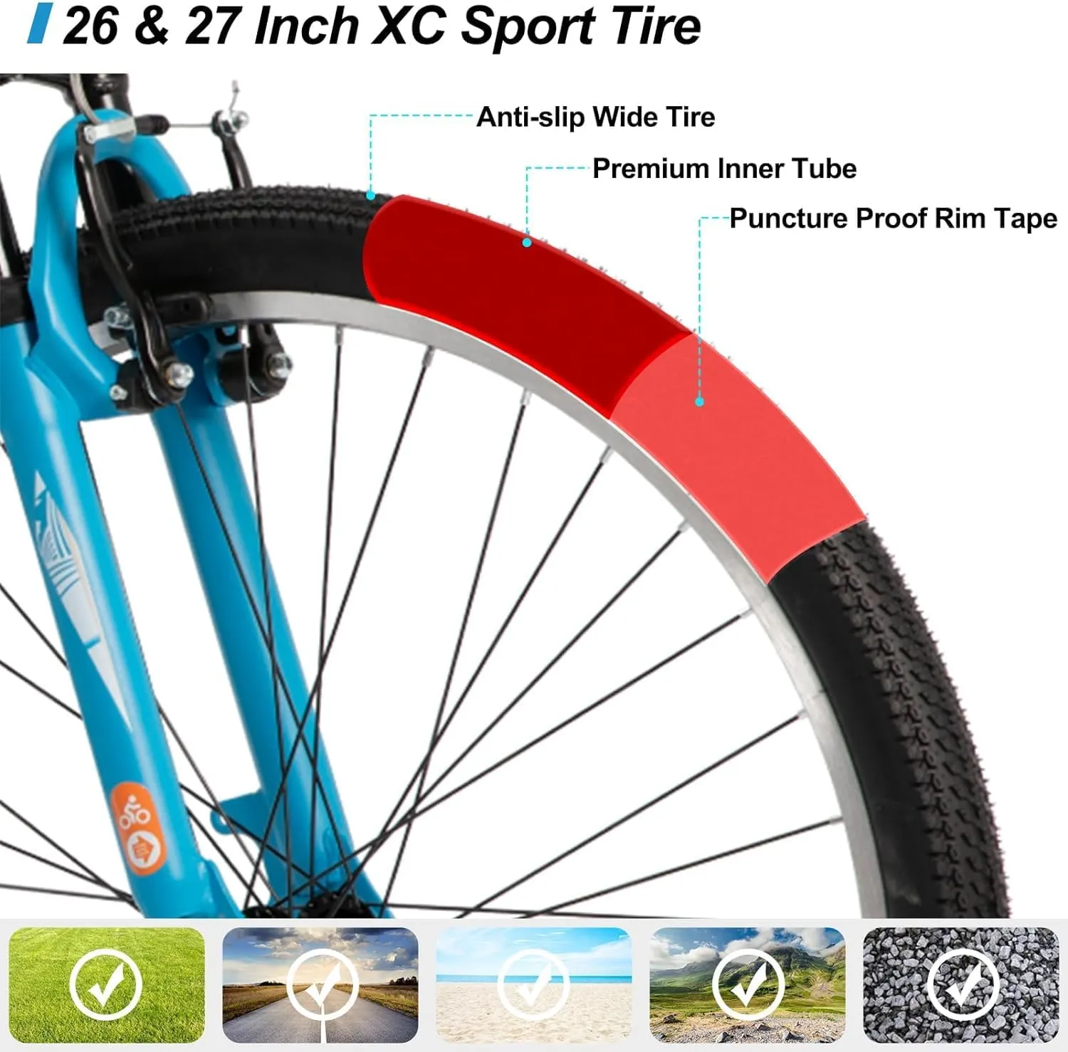 Hiland Adult 26 Inch Mountain Bike, Mens and Womens Bicycle with 21 Speed, High-Carbon Steel Frame Mountain Bicycle, Sport MTB for Men Women