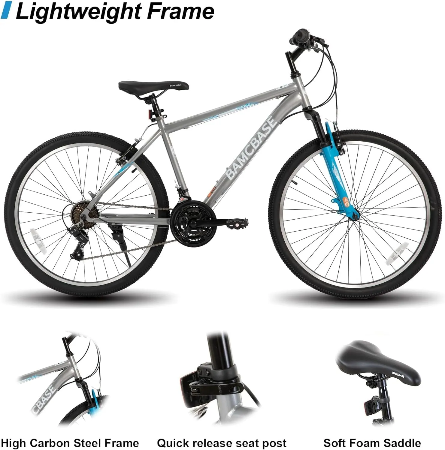 Hiland Adult 26 Inch Mountain Bike, Mens and Womens Bicycle with 21 Speed, High-Carbon Steel Frame Mountain Bicycle, Sport MTB for Men Women