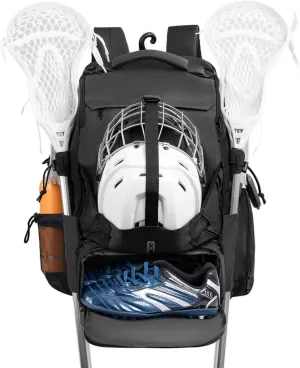 Himal Outdoors Lacrosse Bag with Helmet Storage- Premium Lacrosse Backpack with Two Stick Holder- Extra Large Separate Shoe Compartment-Zipper Pocket & Towel Ring and Padded Shoulder Straps