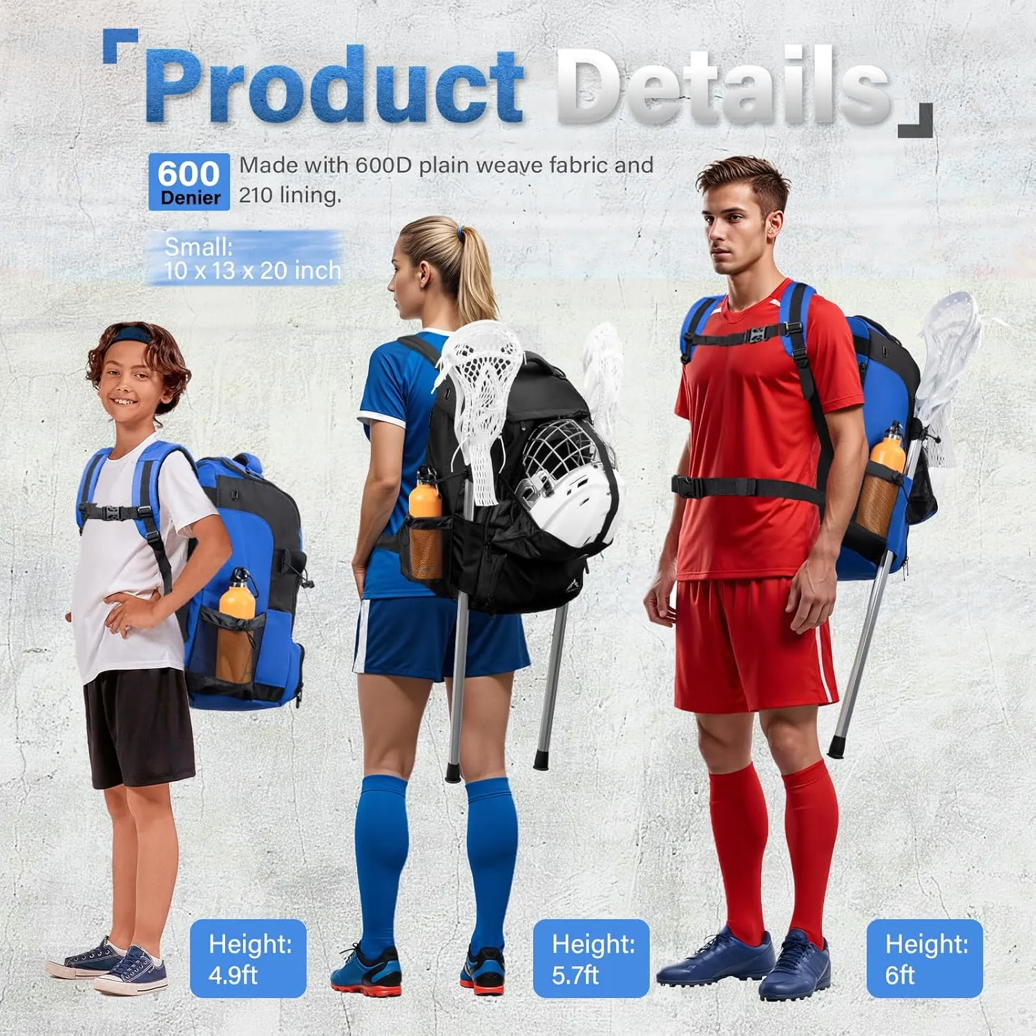 Himal Outdoors Lacrosse Bag with Helmet Storage- Premium Lacrosse Backpack with Two Stick Holder- Extra Large Separate Shoe Compartment-Zipper Pocket & Towel Ring and Padded Shoulder Straps