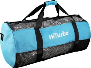 Hiturbo Mesh Dive Duffel Bag: Scuba Gear Bags for Diving, Snorkeling, Freediving and Swimming - 60L Travel Beach Pool Water Sports Equipment Bag with Shoulder Strap