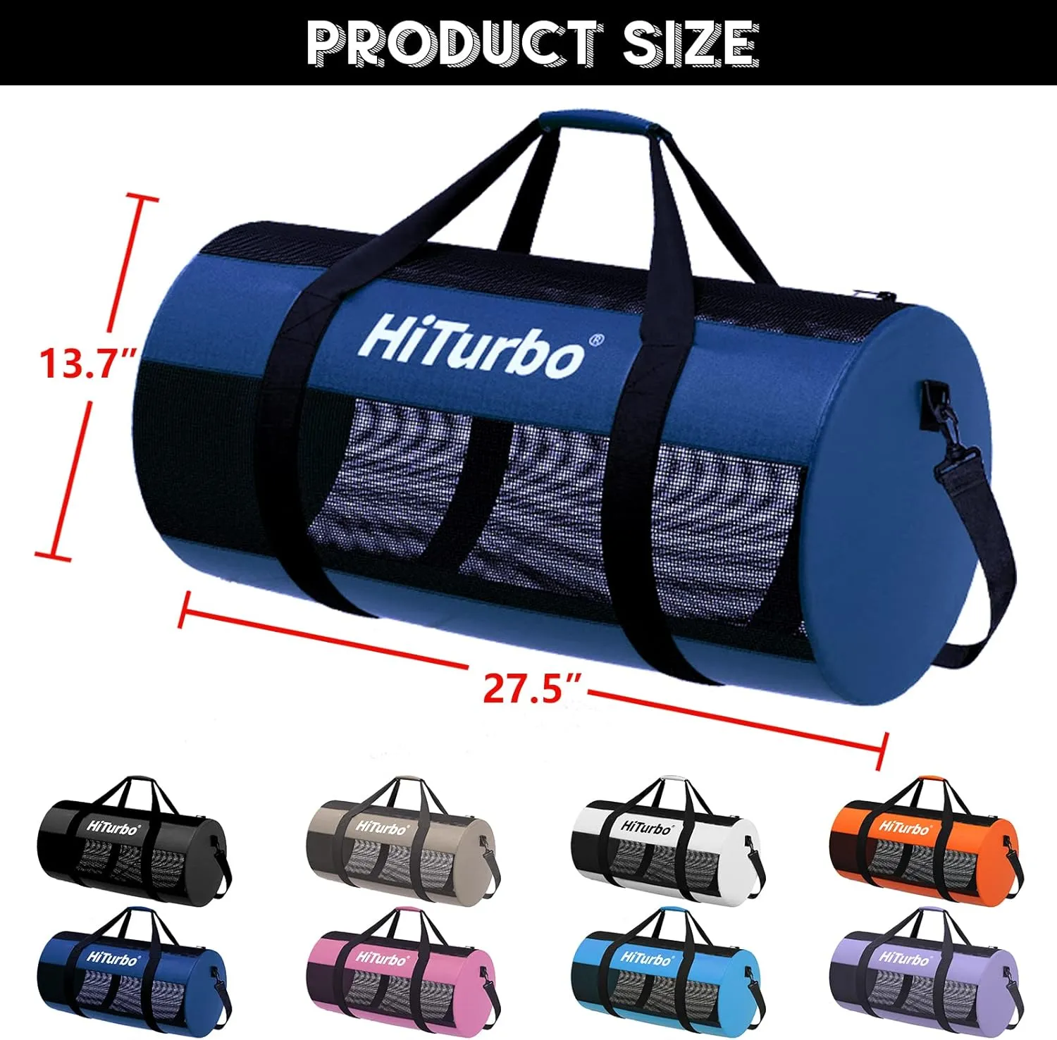 Hiturbo Mesh Dive Duffel Bag: Scuba Gear Bags for Diving, Snorkeling, Freediving and Swimming - 60L Travel Beach Pool Water Sports Equipment Bag with Shoulder Strap