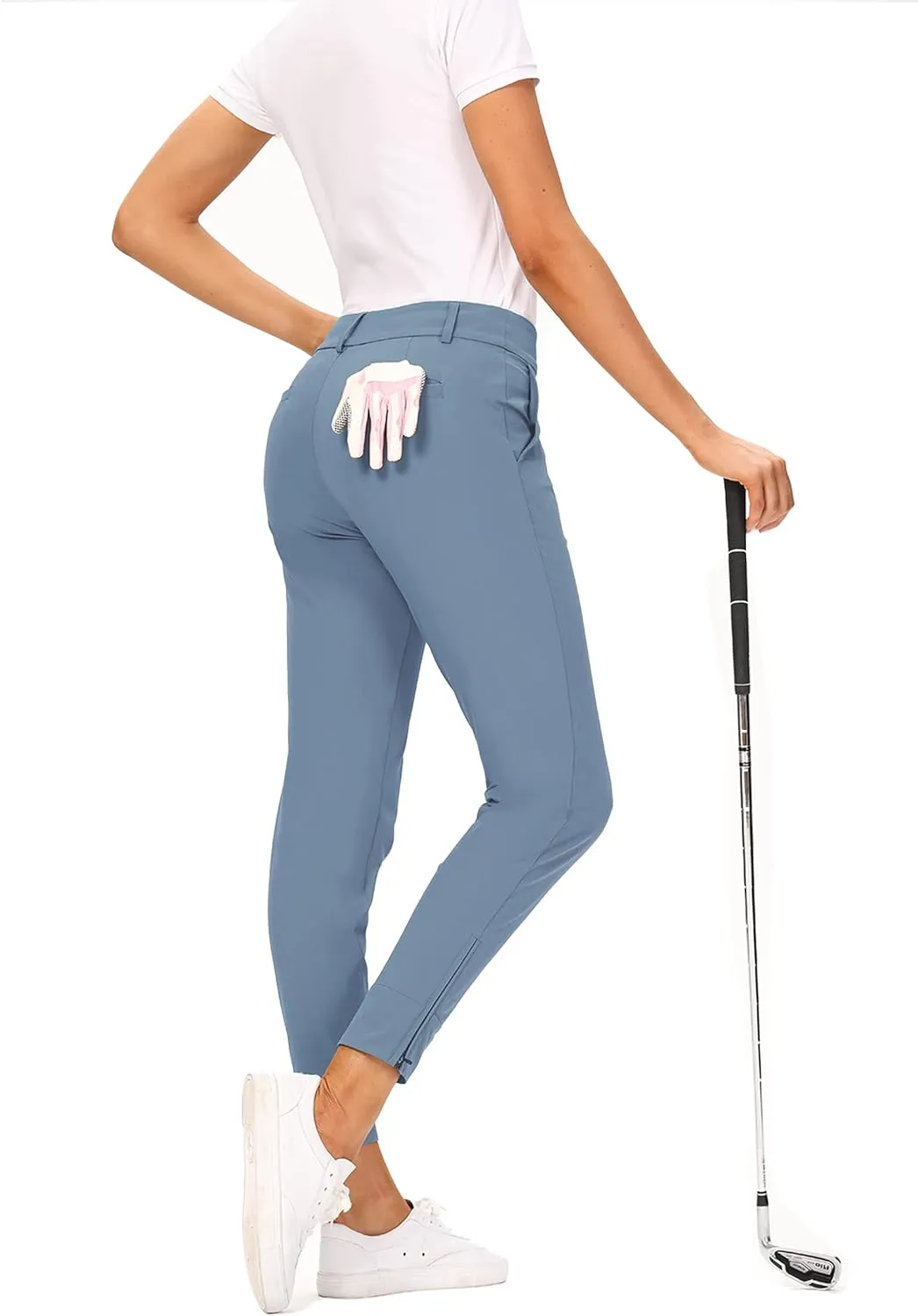 Hiverlay Womens pro Golf Pants Quick Dry Slim Lightweight Work Pants with Straight Ankle Also for Hiking or Casual Ladies