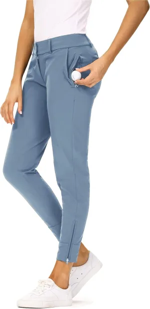 Hiverlay Womens pro Golf Pants Quick Dry Slim Lightweight Work Pants with Straight Ankle Also for Hiking or Casual Ladies