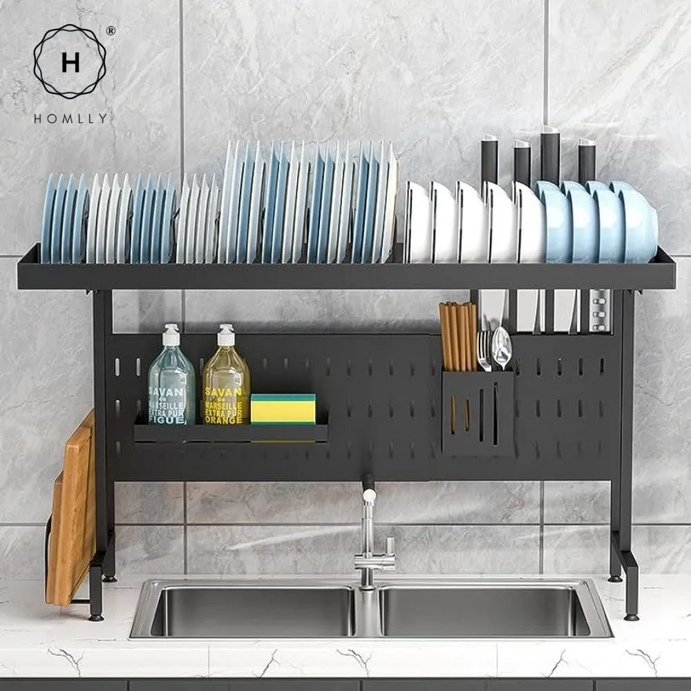 Homlly Trii Over the sink adjustable Width and Height Cultery Utensils Dish Drying Drainer Kitchen Organizer Rack 