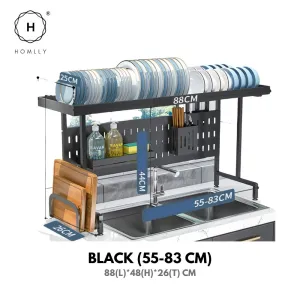 Homlly Trii Over the sink adjustable Width and Height Cultery Utensils Dish Drying Drainer Kitchen Organizer Rack 