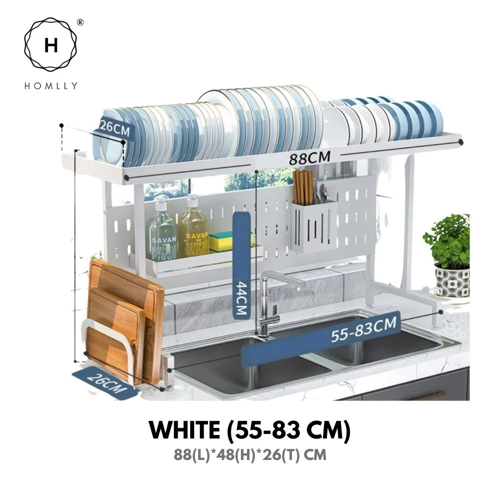 Homlly Trii Over the sink adjustable Width and Height Cultery Utensils Dish Drying Drainer Kitchen Organizer Rack 