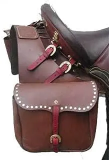 Horse Saddle Bag Cowhide Genuine Leather Western Equestrian Trail Simple Horse Saddle Bag Pack Equipment Horse Saddle Bags Size: 10” L x 10” W x 3 ½” D inches, SMPL158