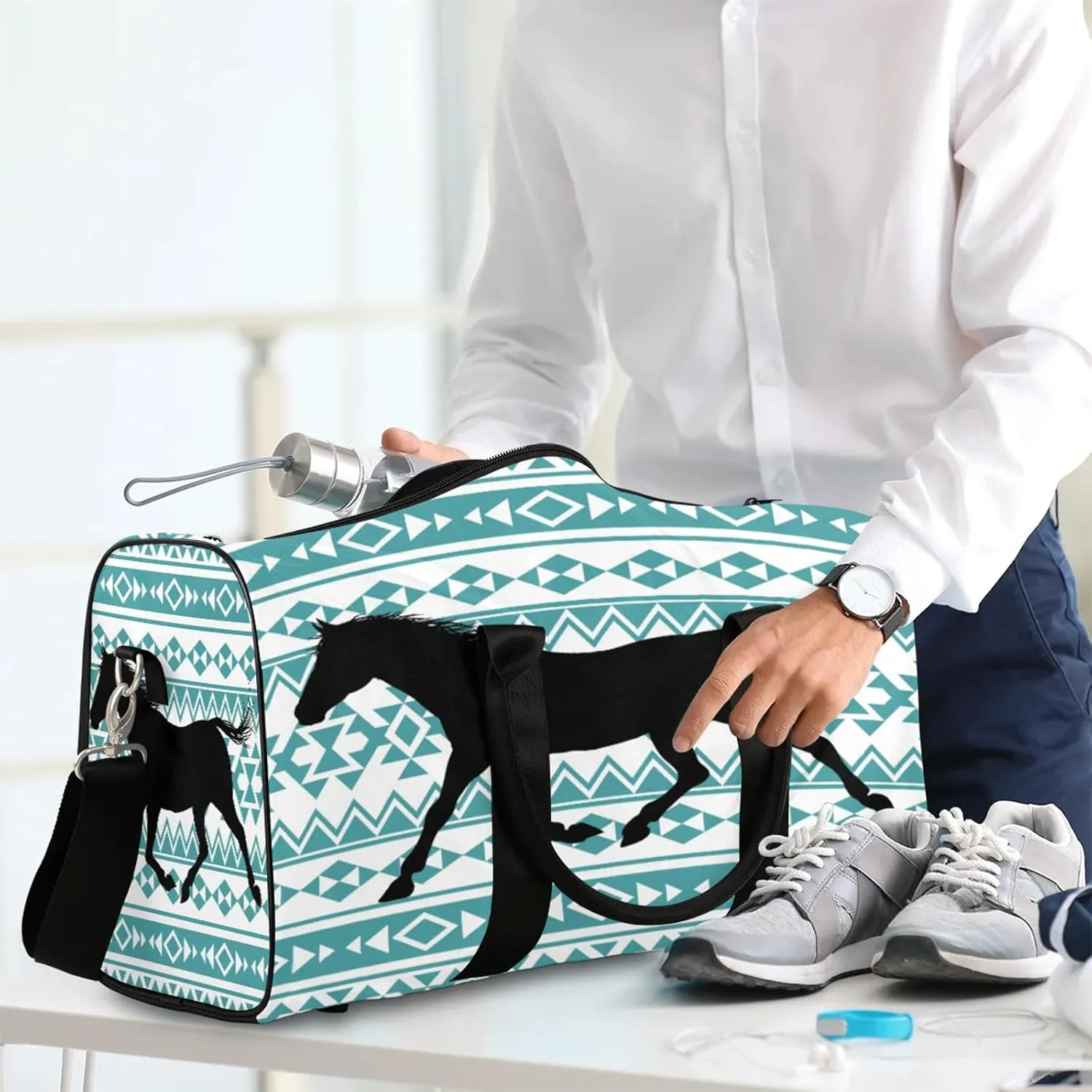 Horse Travel Duffle Bag for Women Men, Carry On Overnight Bag, Weekend Travel Duffel Tote Bags for Trips Sport Hospital