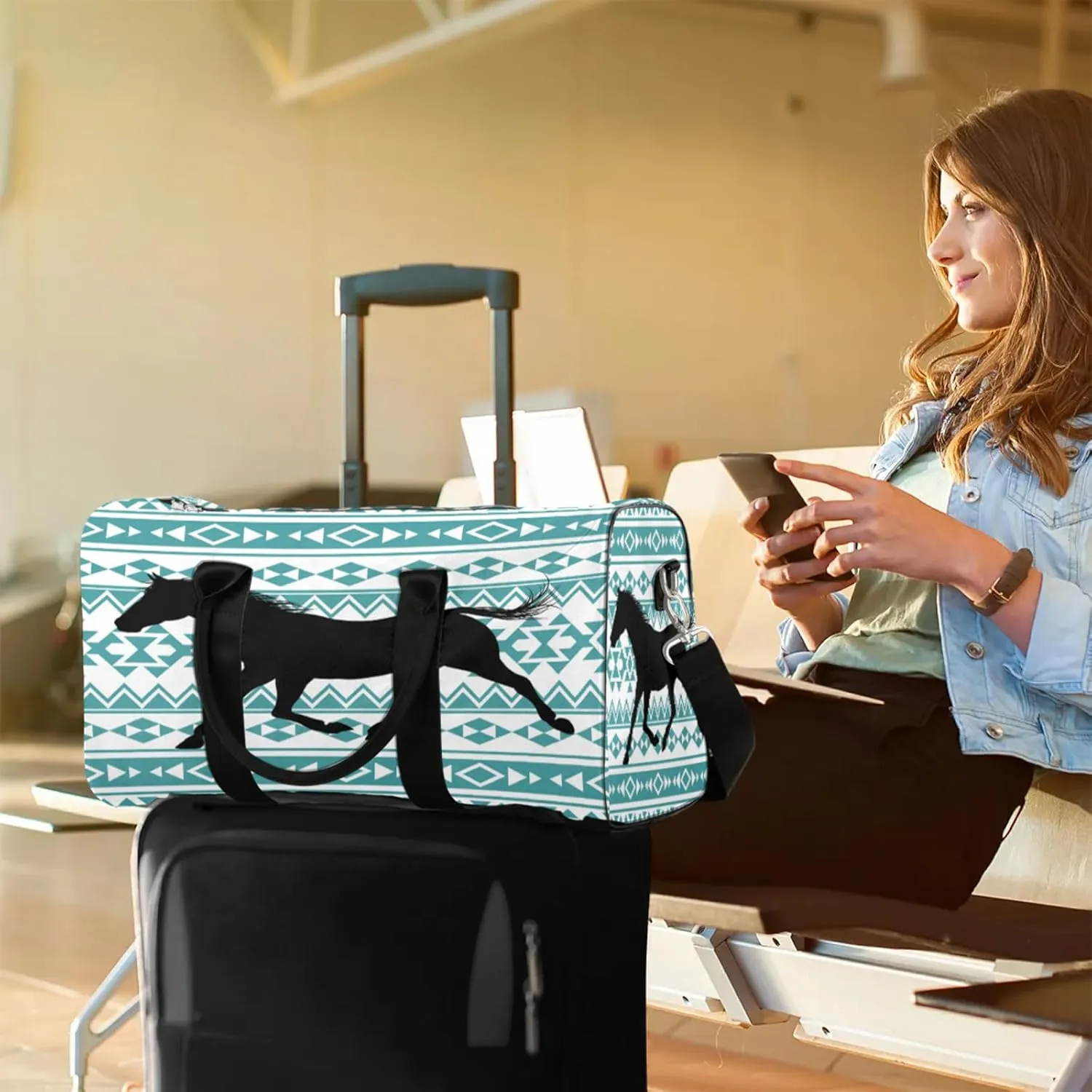 Horse Travel Duffle Bag for Women Men, Carry On Overnight Bag, Weekend Travel Duffel Tote Bags for Trips Sport Hospital