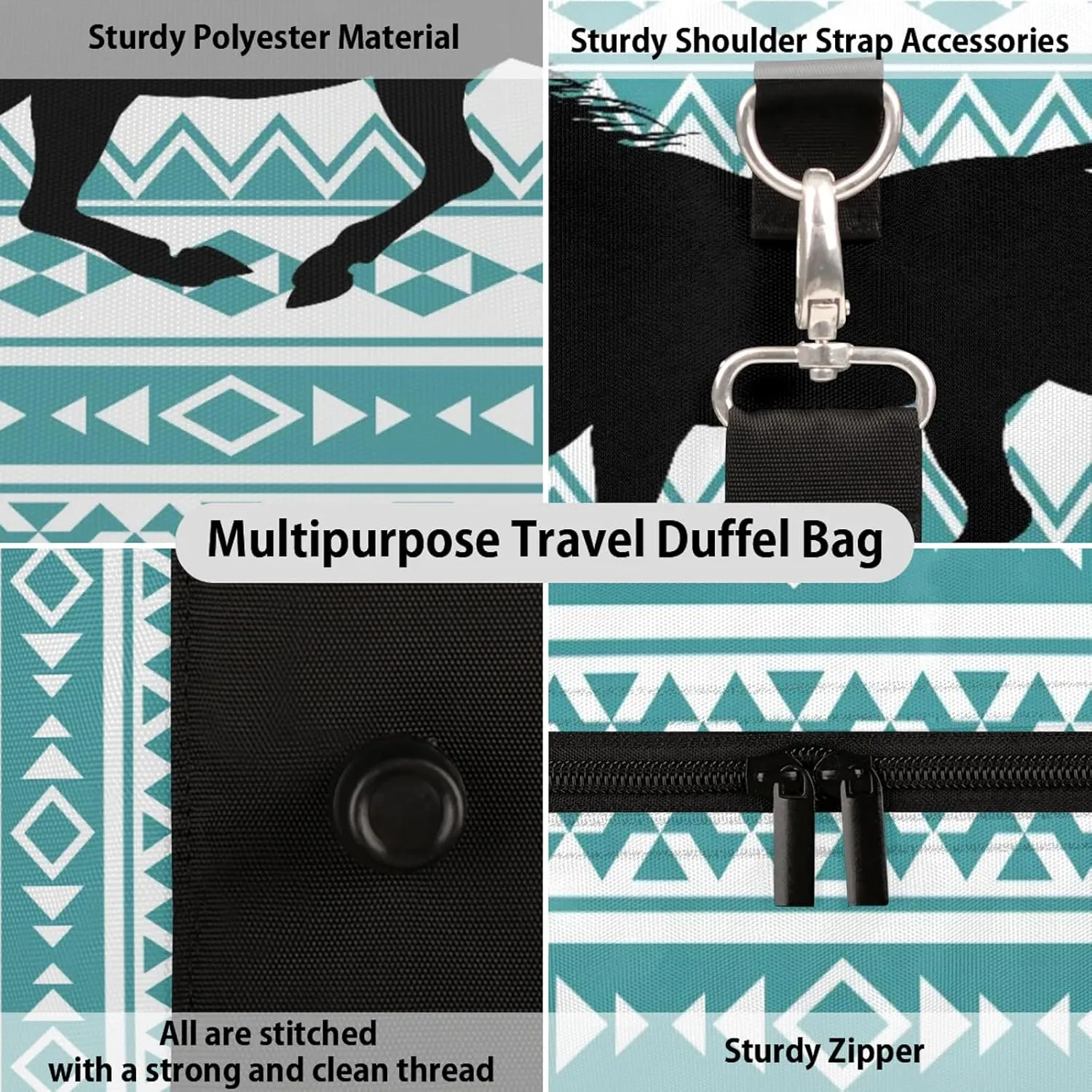 Horse Travel Duffle Bag for Women Men, Carry On Overnight Bag, Weekend Travel Duffel Tote Bags for Trips Sport Hospital