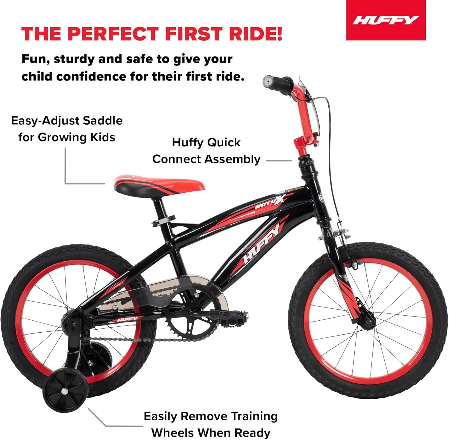 Huffy Kids 12/16 Inch Bikes, Ideal for Ages 3 . Beginner Level Riding, Multiple Color Options Available, Playful and Fun Details, Removable Training Wheels, Durable, Adjustable Comfort
