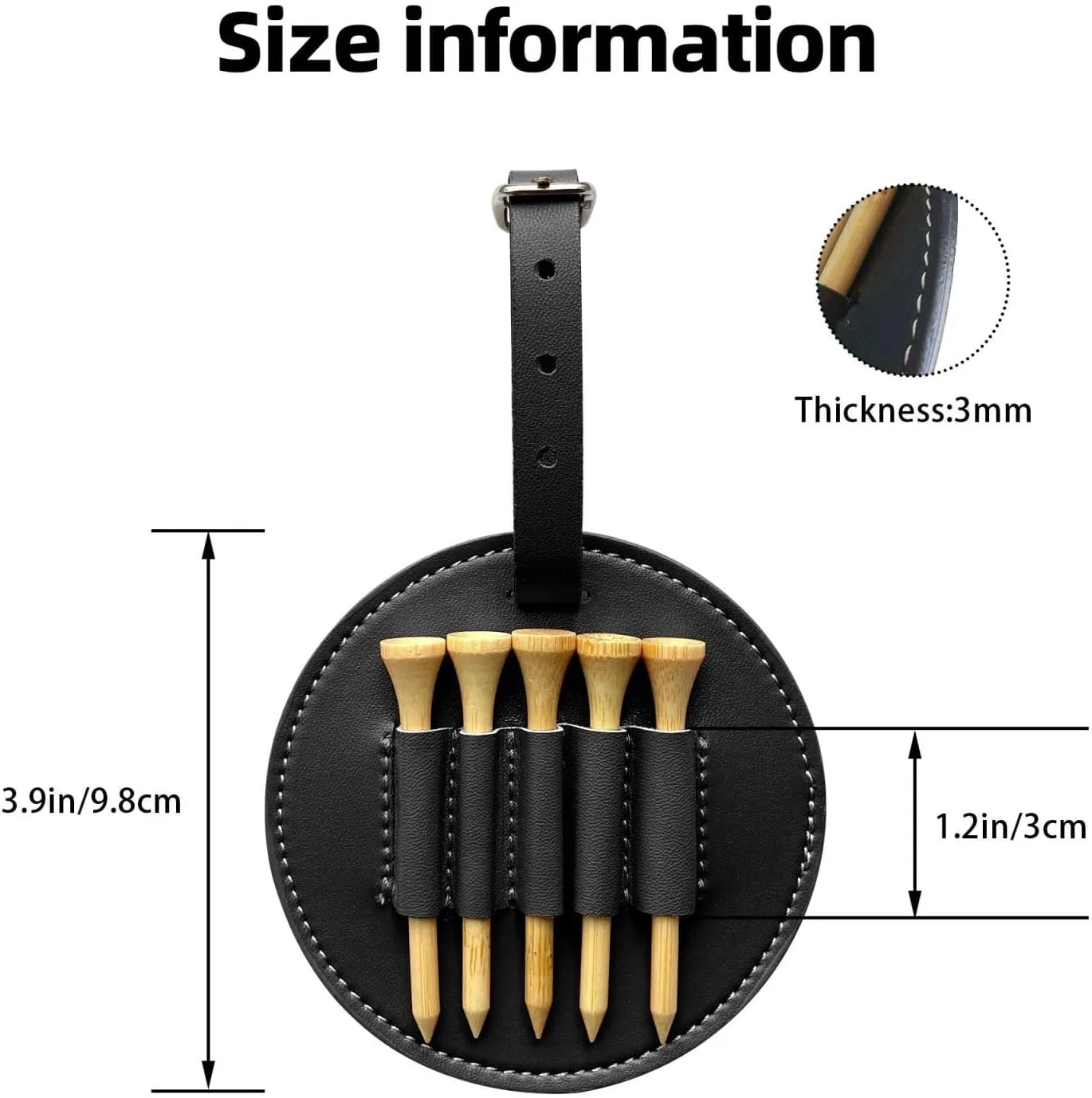 Human Anatomy Heart Chart Printed Golf Tee Holder PU Leather Golf Tees Bag for Golfer Men Women, Black