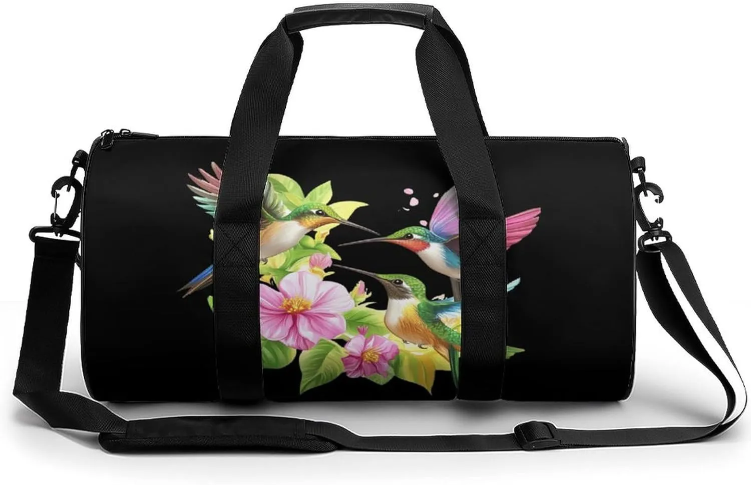 Hummingbirds Flowers Print Gym Bag Travel Duffel Bag Lightweight Carry On Weekender Bag Tote Bags for Women Men