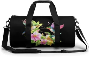 Hummingbirds Flowers Print Gym Bag Travel Duffel Bag Lightweight Carry On Weekender Bag Tote Bags for Women Men