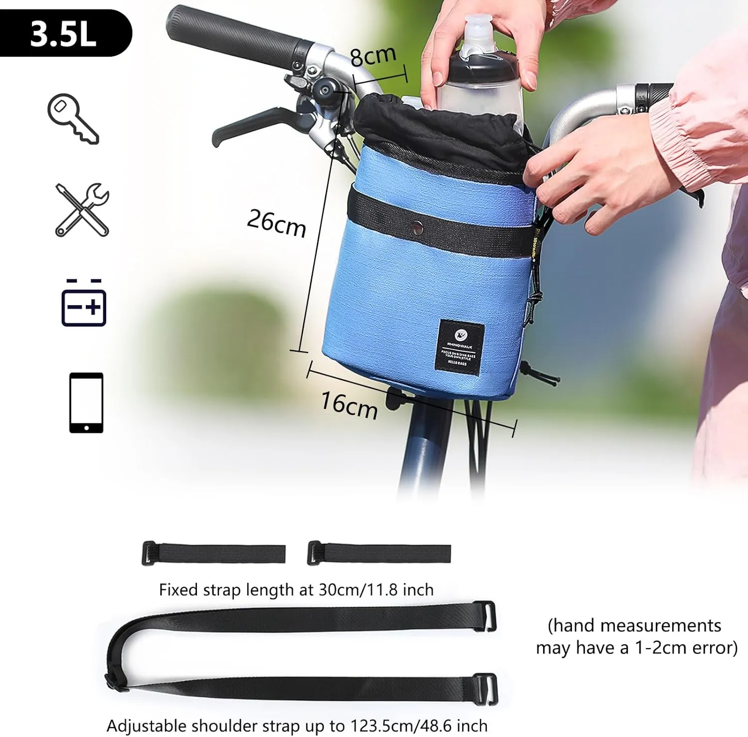HUNTVP Bike Handlebar Bag 3.5L Bicycle Front Bag Scooter Bag Mountain Road Bike Bag for Cycling Handle Bar Bag for Bicycles Shoulder Bag Crossbody Bag