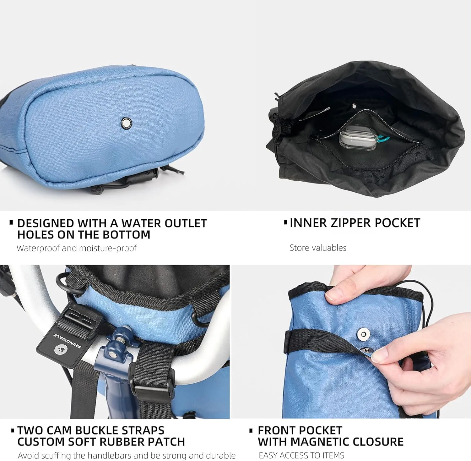 HUNTVP Bike Handlebar Bag 3.5L Bicycle Front Bag Scooter Bag Mountain Road Bike Bag for Cycling Handle Bar Bag for Bicycles Shoulder Bag Crossbody Bag