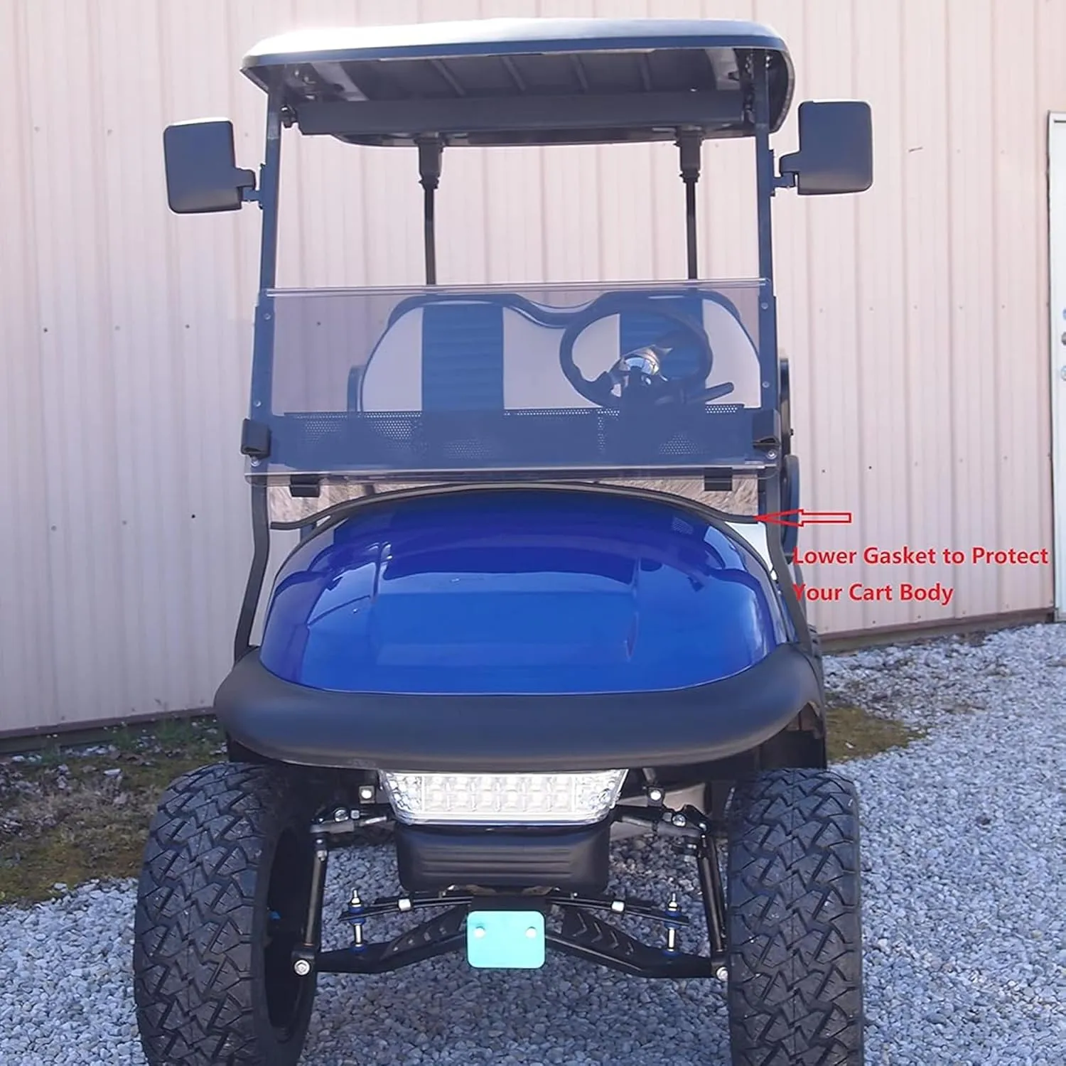 Huskey 3/16" Thick Tinted Golf Cart Windshield With Bottom Rubber Body Protection Trim For 2004-Up Club Car Precedent/Tempo/Onward, 25% thicker than most aftermarket windshields
