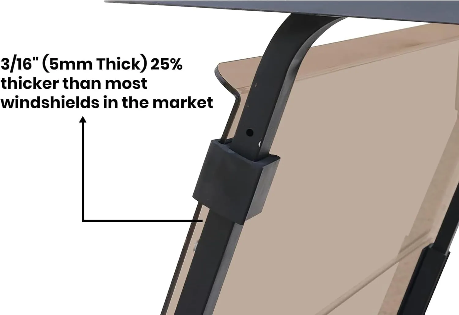 Huskey 3/16" Thick Tinted Golf Cart Windshield With Bottom Rubber Body Protection Trim For 2004-Up Club Car Precedent/Tempo/Onward, 25% thicker than most aftermarket windshields