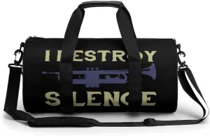 I Destroy Silence Trumpet Small Gym Bag for Men Women Swim Dance Travel Tote Duffle Bags with Shoulder Strap