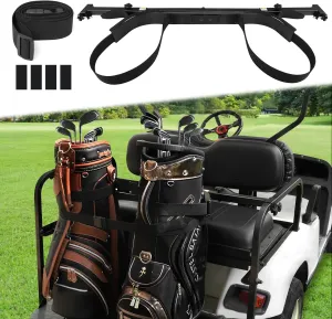 iLSKW Golf Cart Bag Holder Bracket for 2 2 Seater Golf Cart Rear Seat, Compatible with EZGO, Club Car, Yamaha Golf Carts, 1 inch Sqaure Strut, No Drilling Golf Cart Rear Bag Holder Adjustable