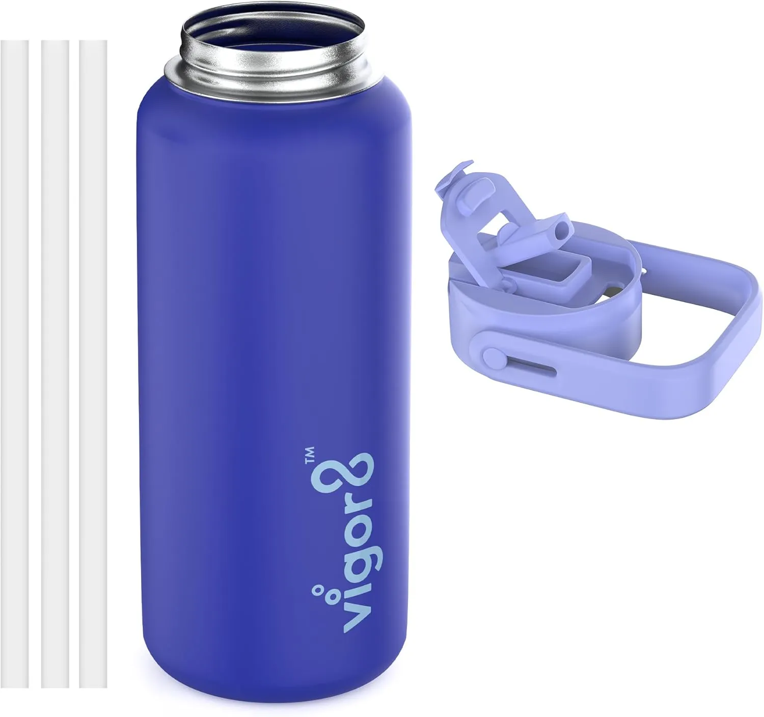 Insulated Stainless Steel Drink bottle with Straw and Wide Mouth | 2-in-1 Multi-function Lid | Thermal Water Flask with Double Wall Insulation | Travel, Camping & Hiking Water Bottle | 32oz
