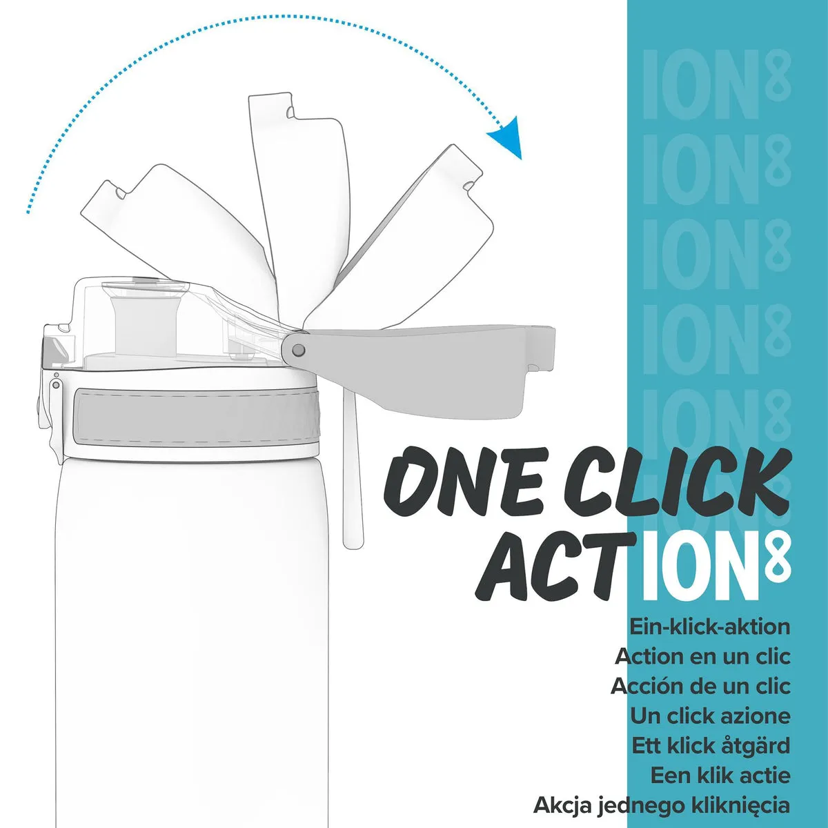 ION8 Leak Proof Water Bottle, Aqua, 1000ML BPA Free