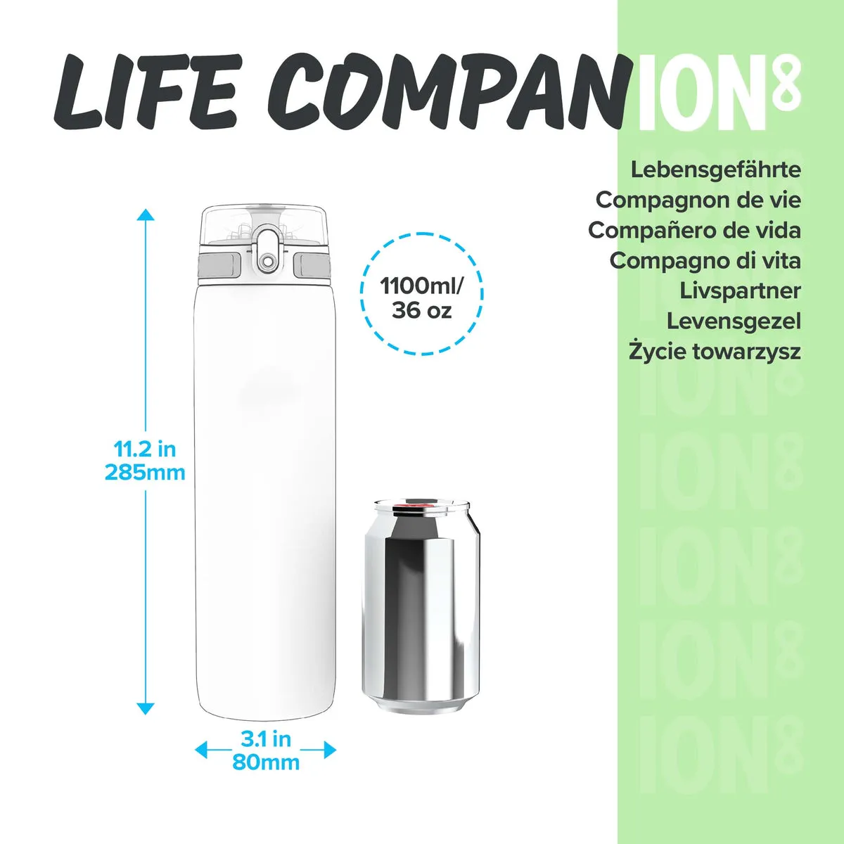 ION8 Leak Proof Water Bottle, Blackberry, 750ML BPA Free